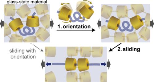 Strain-Induced Orientation of Host Rings that Determines the Sliding of Guest Polymers and Plasticity of Glassy Polyrotaxane.