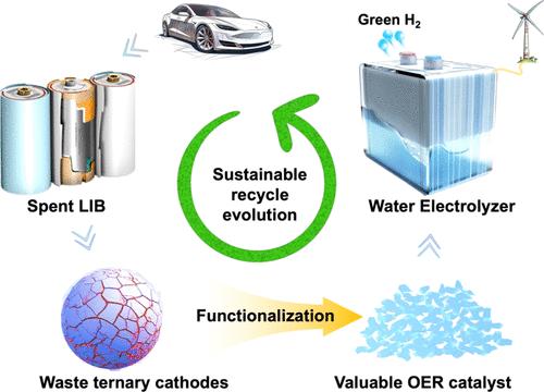 Recycling Spent Ternary Cathodes to Oxygen Evolution Catalysts for Pure Water Anion-Exchange Membrane Electrolysis.