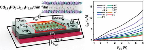 High-Performance Proton Field-Effect Transistor Based on Two-Dimensional Cd Vacancy-Resided Cd<sub>0.85</sub>PS<sub>3</sub>Li<sub>0.15</sub>H<sub>0.15</sub>.