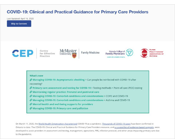 The COVID-19 Resource Centre: an invaluable tool for primary care.