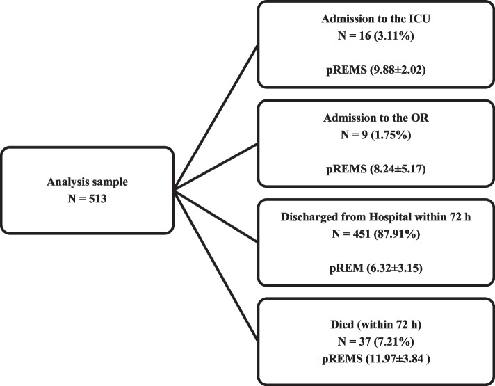 Unveiling the performance of the prehospital Rapid Emergency Medicine Score (pREMS): How the predictive score impacts in-hospital outcomes in traumatic brain injury (TBI): A retrospective observational cohort study.