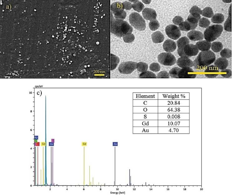 One-pot hydrothermal synthesize and characterization of Au/Gd bimetallic nanostructure as potential contrast agents in CT and MR imaging.