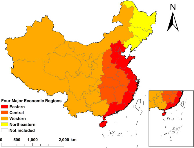The impact of the scale and hierarchical structure of health human resources on the level of medical services-based on China's four major economic regions.