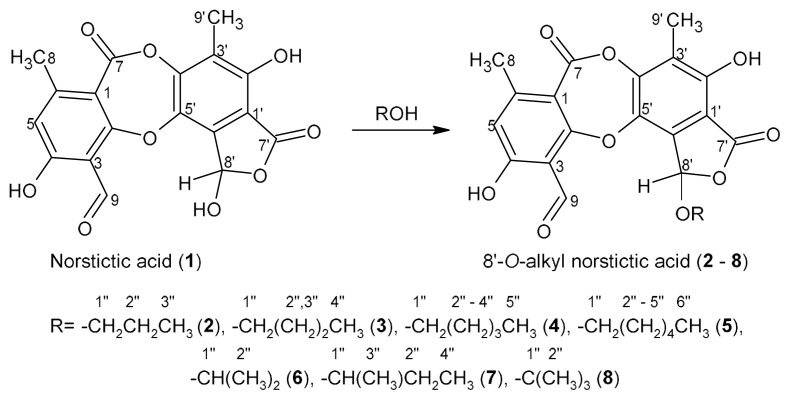 Cytotoxicity of norstictic acid derivatives, a depsidone from <i>Ramalina anceps</i> Nyl.