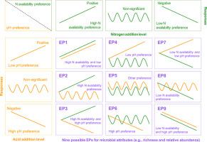 Environmental preferences of soil microbial attributes for long-term nitrogen and acid addition: From phylotype to community