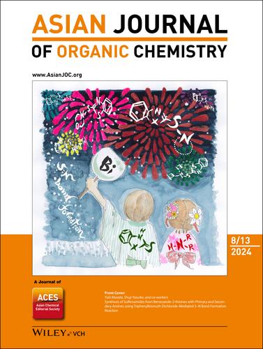 Front Cover: Synthesis of Sulfenamides from Benzoazole-2-thiones with Primary and Secondary Amines using Triphenylbismuth Dichloride-Mediated S−N Bond Formation Reaction (Asian J. Org. Chem. 8/2024)