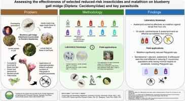 Assessing the effectiveness of selected reduced-risk insecticides and malathion on blueberry gall midge (Diptera: Cecidomyiidae) and key parasitoids