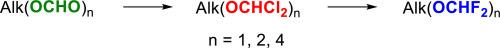 Multigram two-step synthesis of difluoromethyl ethers from aliphatic alcohols and glycols