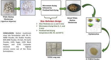 Numerical optimization of drying of white button mushroom (Agaricus bisporus) employing microwave and fluidized bed drying for preparing value added product