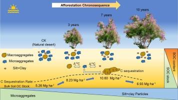 Microaggregates regulate the soil organic carbon sequestration and carbon flow of windproof sand fixation forests in desert ecosystems