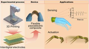 3D printing of flexible piezoelectric composite with integrated sensing and actuation applications