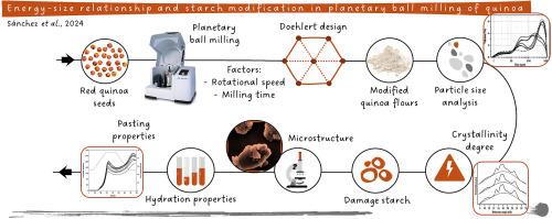 Energy-size relationship and starch modification in planetary ball milling of quinoa