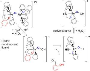 Role of non-redox innocent ligand units in the oxidation of alcohols with H2O2 catalyzed by μ-oxido-diiron(III) bis-phenolato polypyridyl complexes