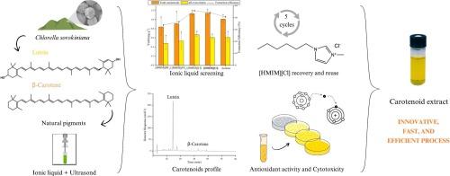 Ionic liquid and ultrasound as a fast and innovative combination for improved extraction of Chlorella sorokiniana-derived carotenoids