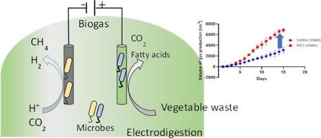 Integrating microbial electrochemical cell in anaerobic digestion of vegetable wastes to enhance biogas production