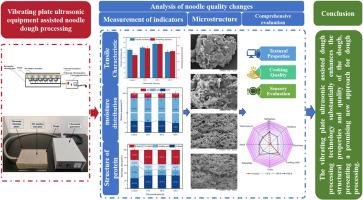 Ultrasound-assisted process of dough for noodle production: Textural properties, moisture distribution, microstructure and cooking quality