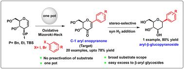 Synthesis of aryl enopyranones directly from glycals and aromatic halides to access 2-deoxy-β-C-aryl glycosides†