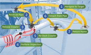 FalconScan: A hybrid UAV-crawler system for NDT inspection of elevated pipes in industrial plants