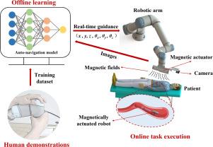 Learning automatic navigation control skills for miniature helical robots from human demonstrations