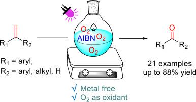 Light-promoted AIBN-catalyzed oxidative cleavage of aryl olefins to aryl ketones