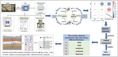 Characterization of radon gas transmission rate in pore structures of different rock layers by radon daughters inversion calculation