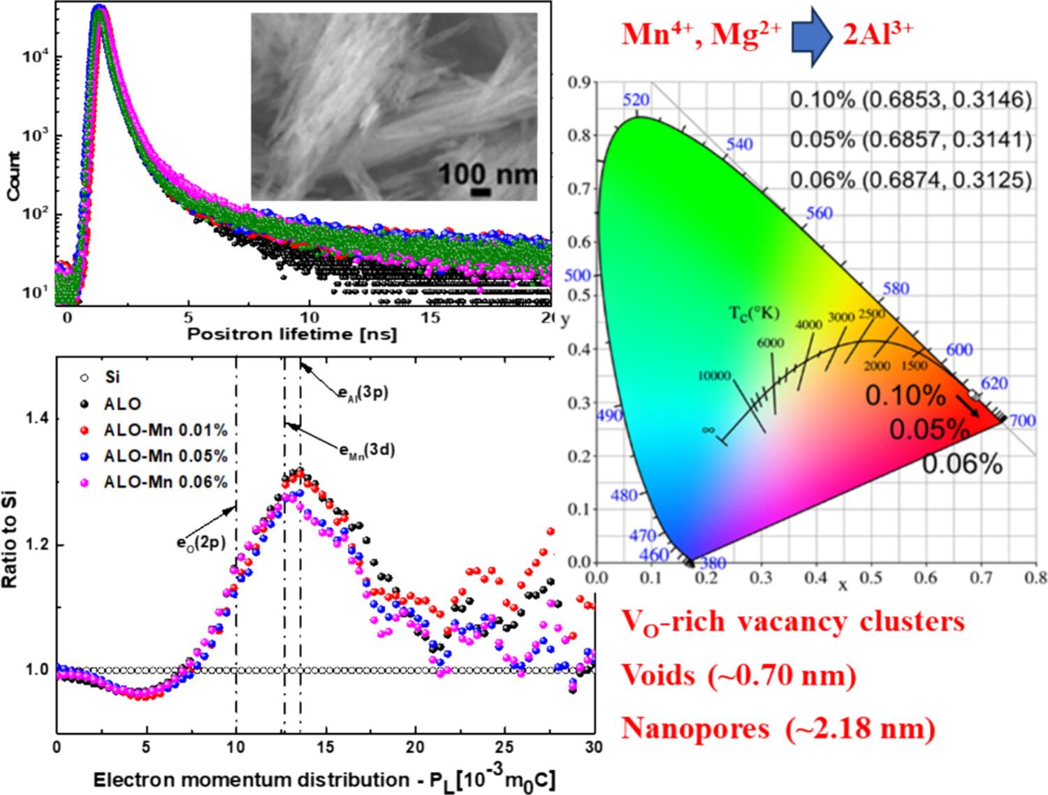 Analysis of structural defects and their influence on red-emitting γ-Al2O3:Mn4+,Mg2+ nanowires using positron annihilation spectroscopy