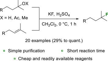 Improved conditions for the synthesis of tertiary fluorides using a KF/H2SO4 combination