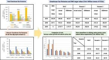 Analysis of emission reduction strategies for the use of alternative fuels and natural carbon sinks in international bulk shipping