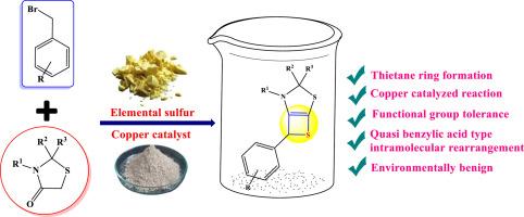 Copper-catalyzed three-component reaction to construct thietane ring using elemental sulfur