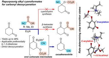 Repurposing Mander's reagent for the first direct carbonyl deoxycyanation: Synthesis of oxoalkenenitriles from 1,3-diketones