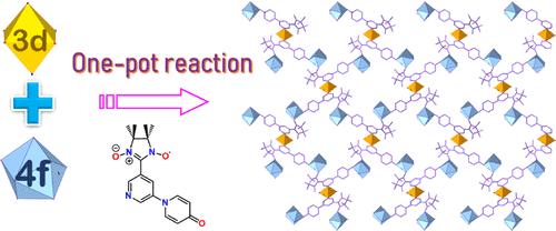 Unique 3d–4f Heterometallic Networks Based on a Nitronyl Nitroxide Radical Functionalized with Additional N and O Donors