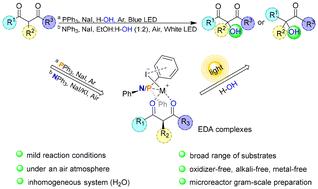 Visible-light-driven α-hydroxylation of β-dicarbonyl compounds mediated by NaI/NPh3 or NaI/PPh3 in water†