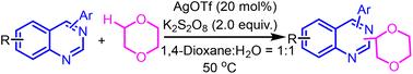 Ag-Catalyzed cross-dehydrogenative-coupling for the synthesis of 1,4-dioxan-2-yl substituted quinazoline hybrids in an aqueous medium†