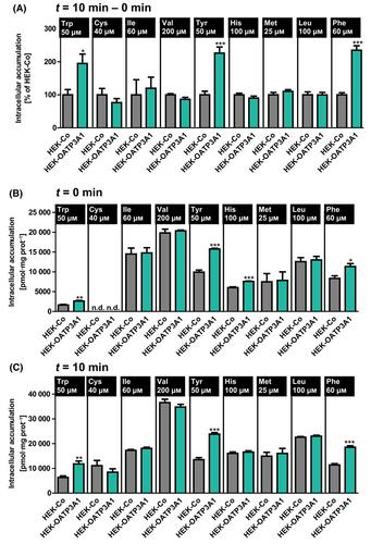 Transport of aromatic amino acids l-tryptophan, l-tyrosine, and l-phenylalanine by the organic anion transporting polypeptide (OATP) 3A1