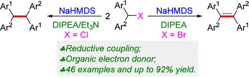 Organic Bases as the Organic Electron Donors (OED) Promoted Reductive Coupling of Diarylhalomethanes: Halogens Controlled Construction of Tetraarylethylenes and Tetraarylethanes.