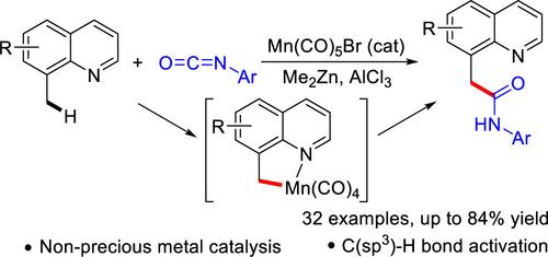 Manganese(I)-Catalyzed Direct Addition of C(sp<sup>3</sup>)-H Bonds to Aryl Isocyanates.