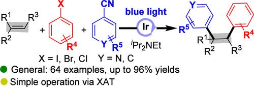 Synthesis of Diarylalkanes by Photoreductive 1,2-Diarylation of Alkenes with Aryl Halides and Cyanoaromatics.