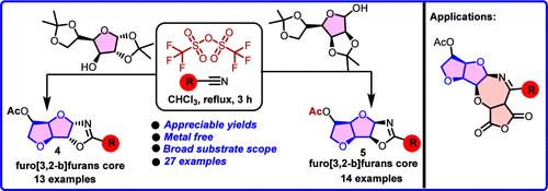 Triflic Anhydride-Mediated Approach to Furo[3,2-<i>b</i>]furans from Diacetonide Protected Furanoses.