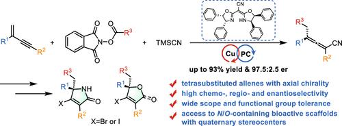 Metallaphotoredox Synthesis of Axially Chiral Tetrasubstituted Allenes through Regio- and Enantioselective 1,4-Carbocyanation of 1,3-Enynes