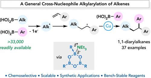 Chemoselective Cu-Catalyzed Cross-Nucleophile Alkylarylation of Alkenes