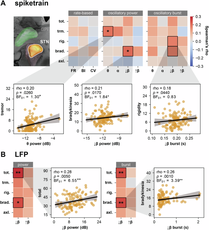 Clinico-physiological correlates of Parkinson’s disease from multi-resolution basal ganglia recordings