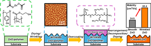 Polymer-induced surface wrinkling and imine polymer-based doping of sol–gel zinc oxide in electrolyte-gated transistors