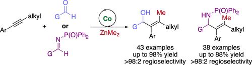 Cobalt-Catalyzed Regioselective Methylative Coupling of Internal Alkynes with Aldehydes/Aldimines