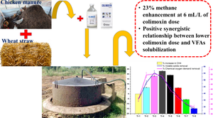 Colimoxin influences on the anaerobic co-digestion performance of chicken manure and wheat straw: volatile fatty acids generation and utilization trends and regression modelling