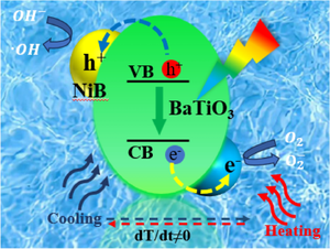 Enhanced Pyro-Photo Catalysis of the BaTiO3/NiB Catalyst for Dye Degradation Driven by Visible Light and Cold–Hot Cycles