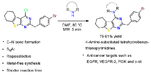 Design and Efficient Synthesis of New 4-Amino Substituted 2-(4-bromobenzyl)-5,6,7,8-tetrahydrobenzo[4,5]thieno[2,3-d]pyrimidines of Anticancer Interest and their In Silico Study