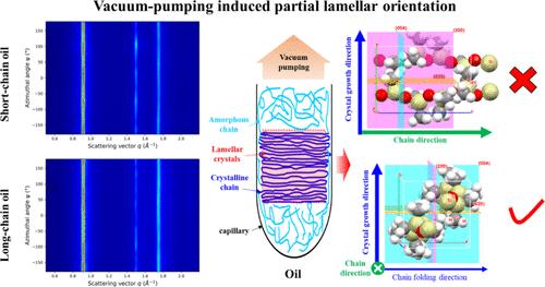 Vacuum-Pumping Induced Crystallographic Anisotropy of Poly(dimethylsiloxane) Oil under Capillary Confinement