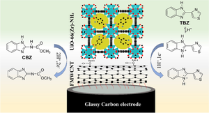 Simultaneous electrochemical determination of carbendazim and thiabendazole pesticides based on UiO-66(Zr)-NH-OC-MWCNT 3D coated glassy carbon electrode