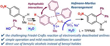 Au(III)/TPPMS-catalyzed Friedel-Crafts benzylation of deactivated <i>N</i>-alkylanilines in water.