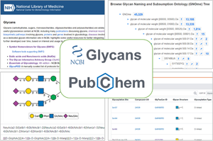 Glycoscience data content in the NCBI Glycans and PubChem.